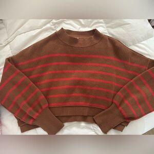 Free People Striped Crop Pullover Size Medium